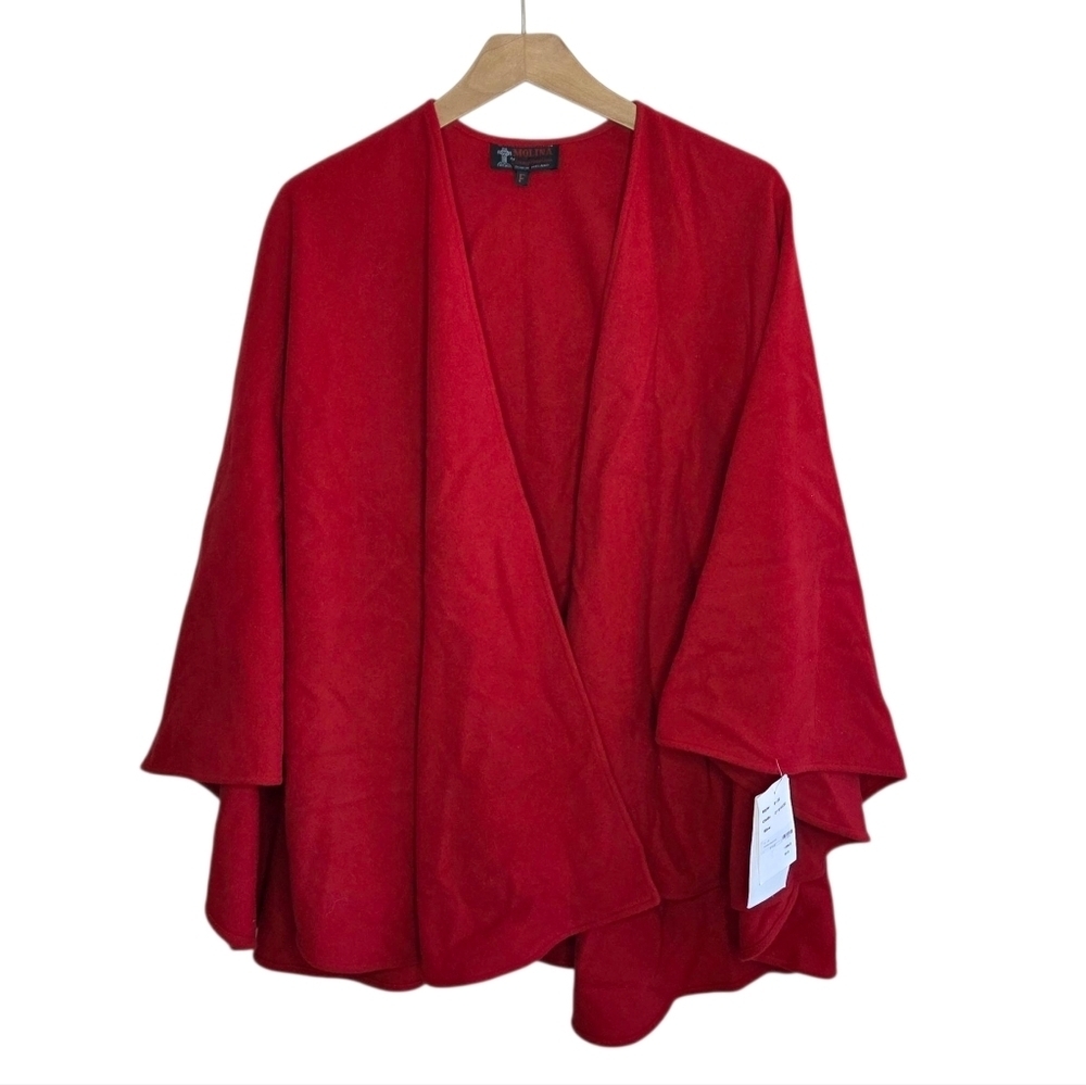 NWT Molina by Jimmy Hourihan Irish Red Wool Cashmere Blend Cape Shawl